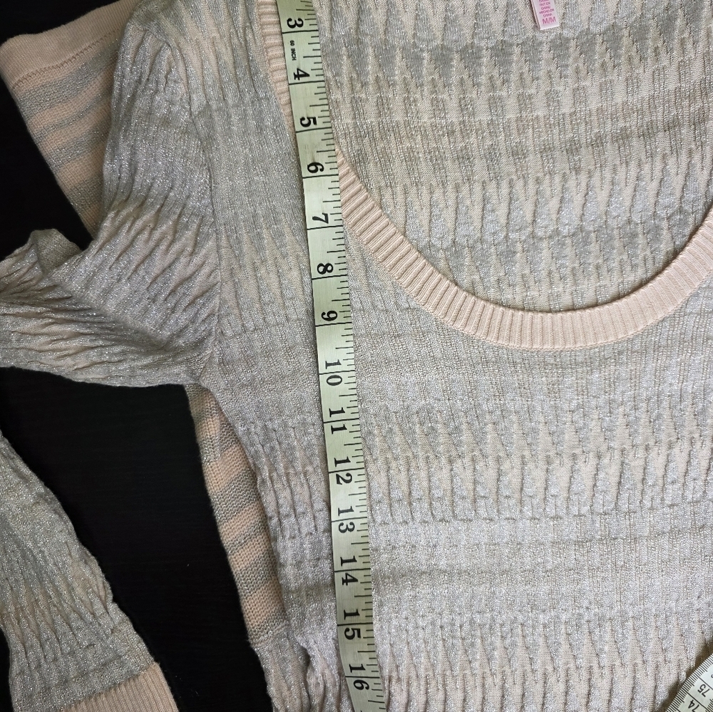 Y2k Victoria Secrets Drop Waist Knit Long Sleeve Light Pink Gray Dress Size M - Picture 14 of 15